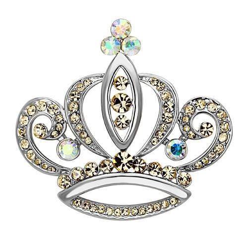 Alamode Imitation Rhodium White Metal Brooches with Top Grade Crystal in Multi Color - Alamode