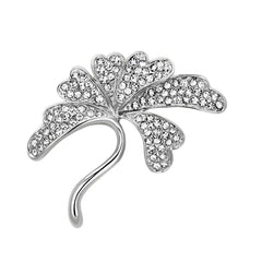 Alamode Flash Rose Gold White Metal Brooches with Top Grade Crystal in Clear - Alamode