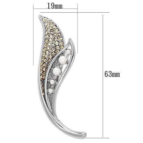 Alamode Imitation Rhodium White Metal Brooches with Synthetic Pearl in White - Alamode - Flyclothing LLC