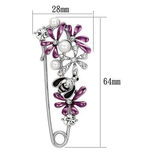 Alamode Imitation Rhodium White Metal Brooches with Synthetic Pearl in White - Alamode - Flyclothing LLC