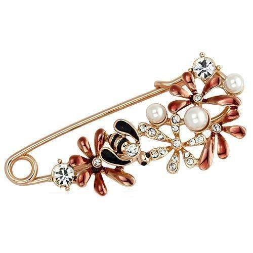 Alamode Flash Rose Gold White Metal Brooches with Synthetic Pearl in White - Alamode - Flyclothing LLC