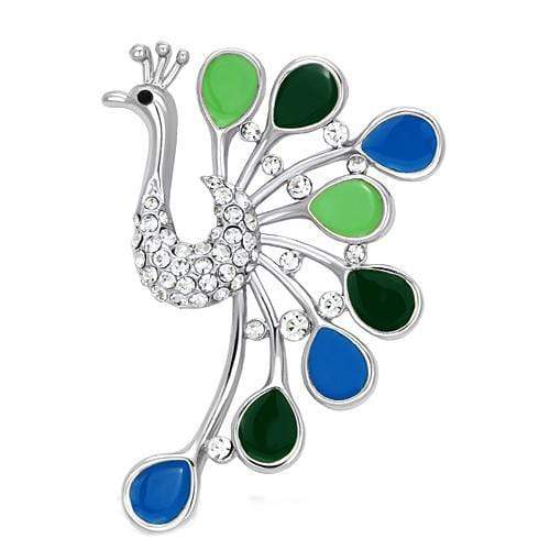 Alamode Imitation Rhodium White Metal Brooches with Top Grade Crystal in Clear - Alamode - Flyclothing LLC