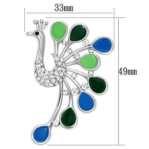 Alamode Imitation Rhodium White Metal Brooches with Top Grade Crystal in Clear - Alamode - Flyclothing LLC