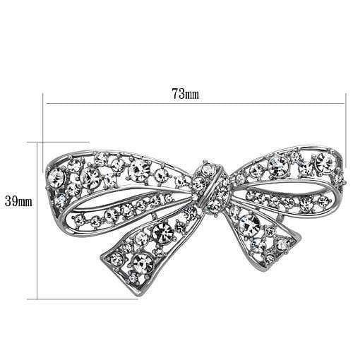 Alamode Imitation Rhodium White Metal Brooches with Top Grade Crystal in Clear - Alamode - Flyclothing LLC