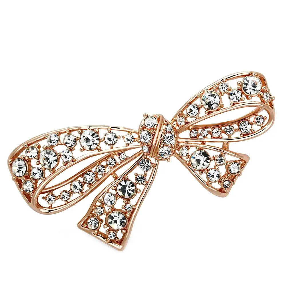 Alamode Flash Rose Gold White Metal Brooches with Top Grade Crystal in Clear - Alamode - Flyclothing LLC