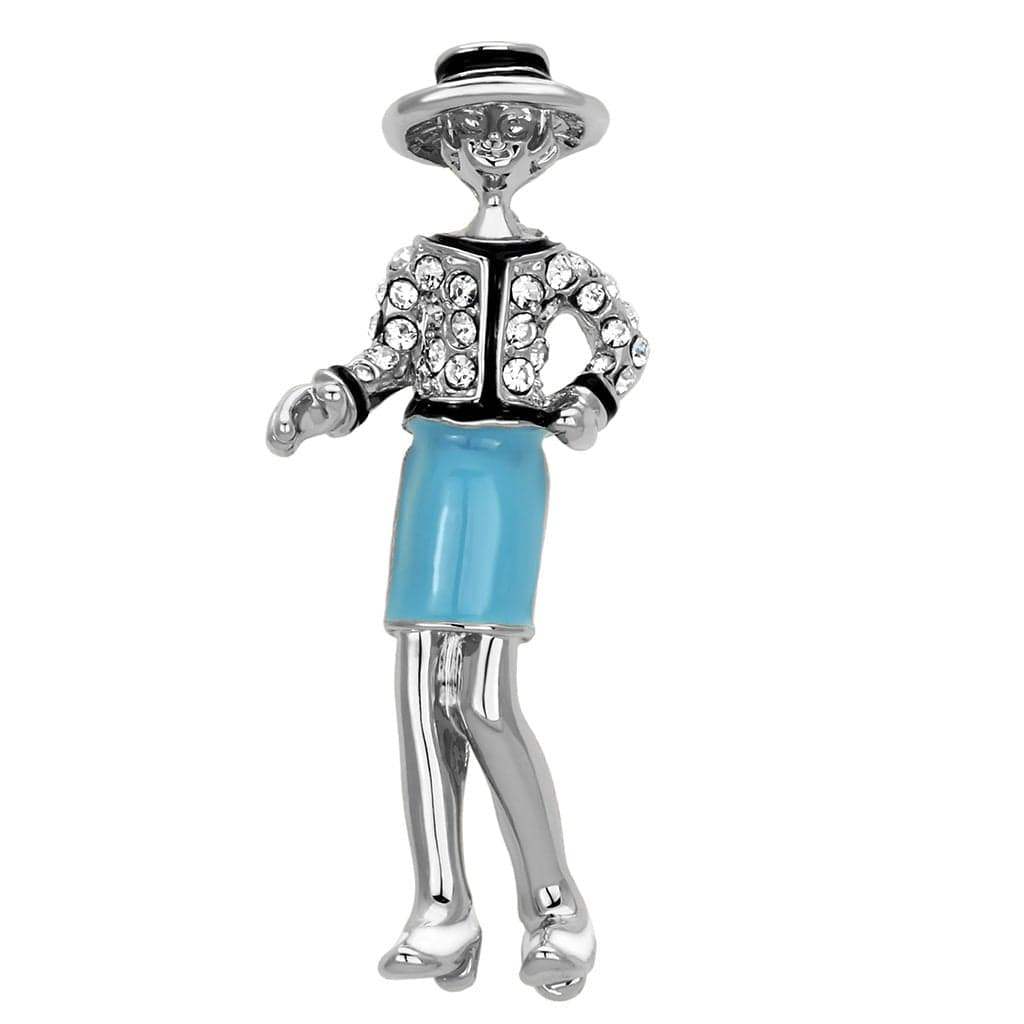 Alamode Imitation Rhodium White Metal Brooches with Top Grade Crystal in Clear - Alamode - Flyclothing LLC