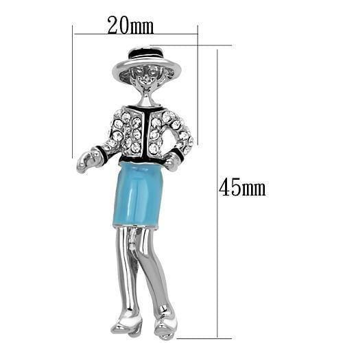 Alamode Imitation Rhodium White Metal Brooches with Top Grade Crystal in Clear - Alamode