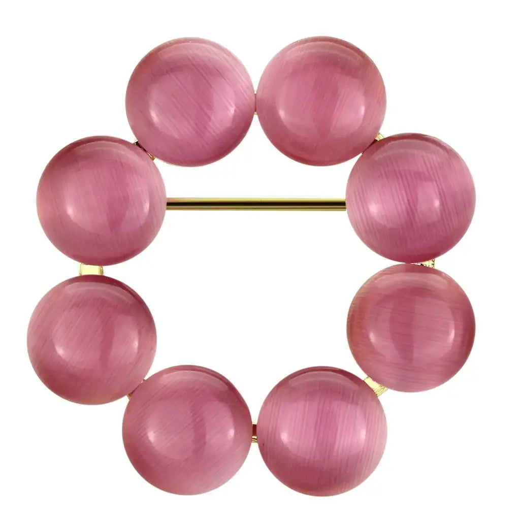 Alamode Flash Gold White Metal Brooches with Synthetic Cat Eye in Rose - Alamode - Flyclothing LLC