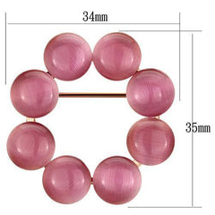 Alamode Flash Rose Gold White Metal Brooches with Synthetic Cat Eye in Rose