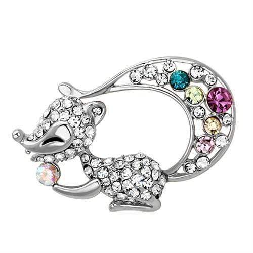 Alamode Imitation Rhodium White Metal Brooches with Top Grade Crystal in Multi Color - Alamode - Flyclothing LLC