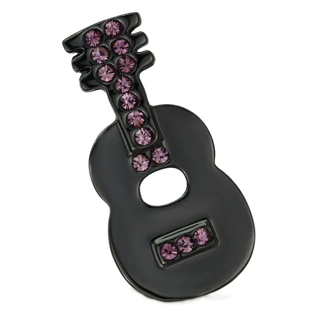 Alamode Ruthenium White Metal Brooches with Top Grade Crystal in Light Amethyst - Alamode - Flyclothing LLC