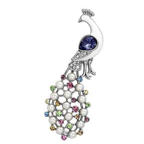 Alamode Imitation Rhodium White Metal Brooches with Top Grade Crystal in Multi Color - Alamode - Flyclothing LLC