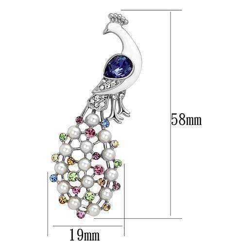 Alamode Imitation Rhodium White Metal Brooches with Top Grade Crystal in Multi Color - Alamode - Flyclothing LLC