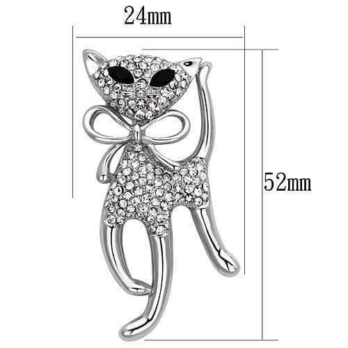 Alamode Imitation Rhodium White Metal Brooches with Top Grade Crystal in Jet - Alamode - Flyclothing LLC