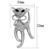 Alamode Imitation Rhodium White Metal Brooches with Top Grade Crystal in Jet - Alamode - Flyclothing LLC