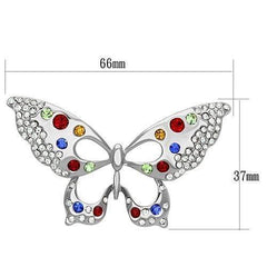 Alamode Imitation Rhodium White Metal Brooches with Top Grade Crystal in Multi Color - Alamode
