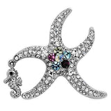Alamode Imitation Rhodium White Metal Brooches with Top Grade Crystal in Multi Color - Alamode