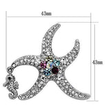 Alamode Imitation Rhodium White Metal Brooches with Top Grade Crystal in Multi Color - Alamode - Flyclothing LLC