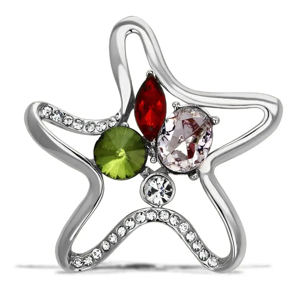 Alamode Imitation Rhodium White Metal Brooches with Synthetic Acrylic in Multi Color - Alamode - Flyclothing LLC