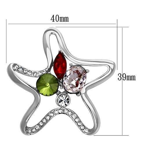 Alamode Imitation Rhodium White Metal Brooches with Synthetic Acrylic in Multi Color