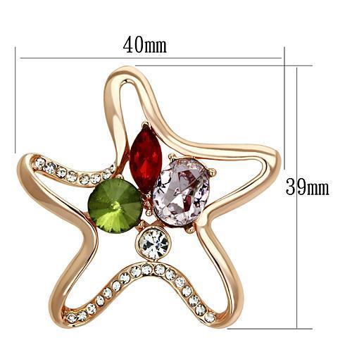 Alamode Flash Rose Gold White Metal Brooches with Synthetic Acrylic in Multi Color