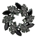 Alamode Ruthenium White Metal Brooches with Top Grade Crystal in Jet - Alamode