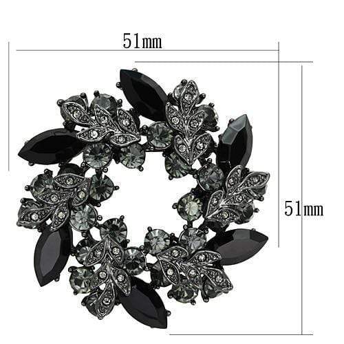 Alamode Ruthenium White Metal Brooches with Top Grade Crystal in Jet - Alamode - Flyclothing LLC