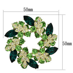 Alamode Flash Gold White Metal Brooches with Top Grade Crystal in Emerald