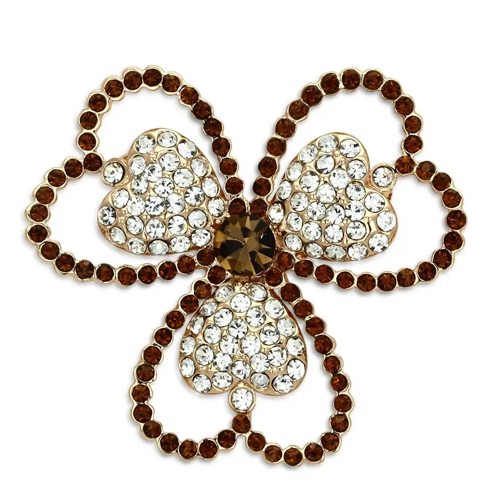Alamode Flash Rose Gold White Metal Brooches with Top Grade Crystal in Smoked Quartz - Alamode - Flyclothing LLC