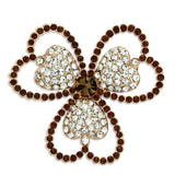 Alamode Flash Rose Gold White Metal Brooches with Top Grade Crystal in Smoked Quartz - Alamode