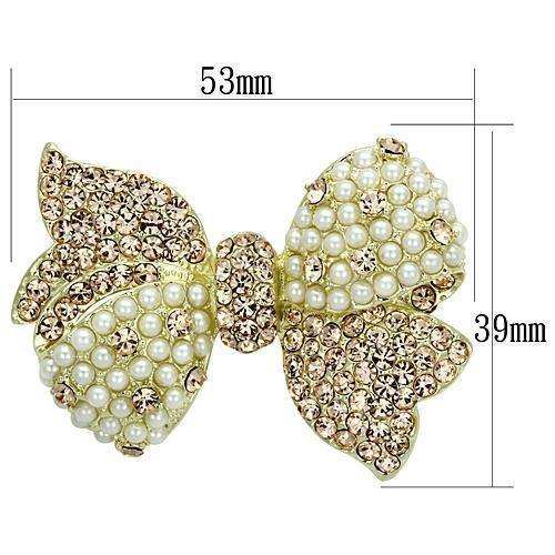 Alamode Flash Gold White Metal Brooches with Synthetic Pearl in White - Alamode - Flyclothing LLC