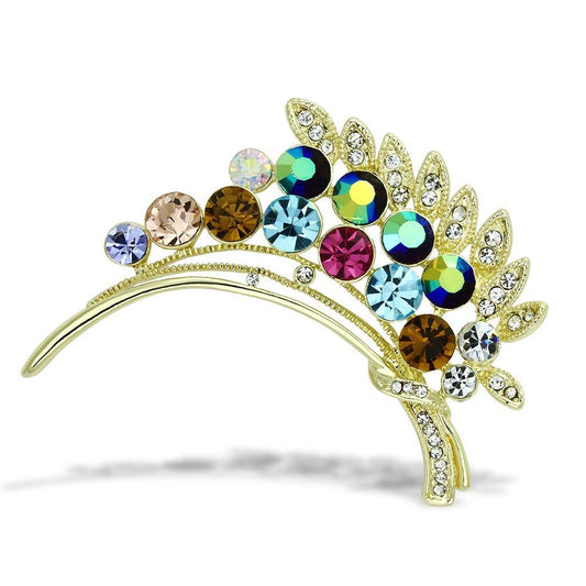 Alamode Flash Gold White Metal Brooches with Top Grade Crystal in Multi Color - Alamode
