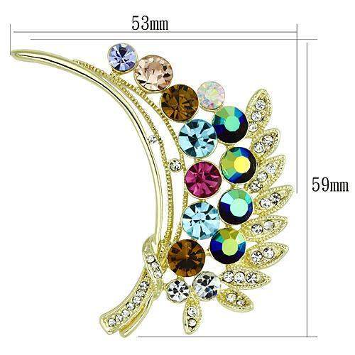 Alamode Flash Gold White Metal Brooches with Top Grade Crystal in Multi Color - Alamode - Flyclothing LLC