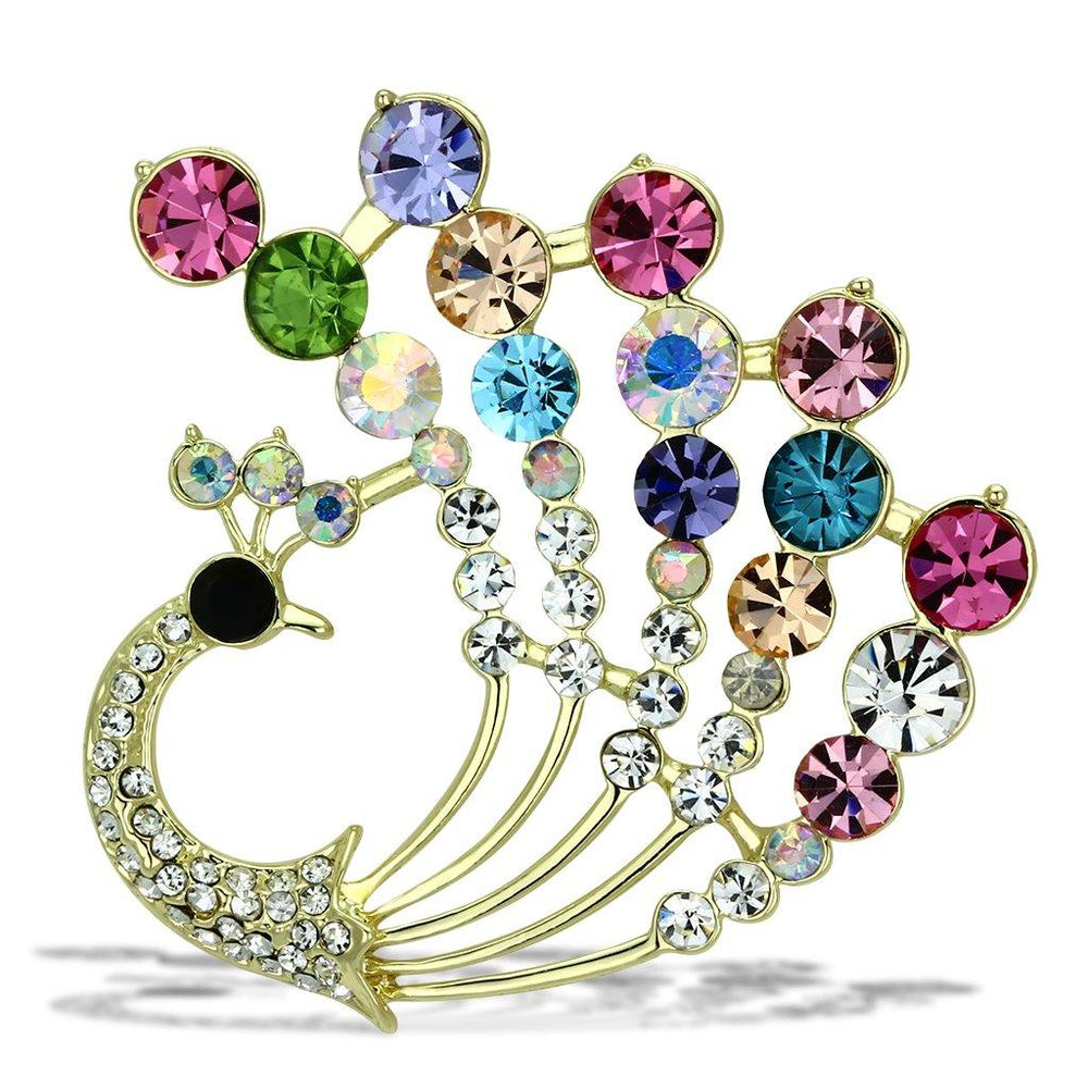 Alamode Flash Gold White Metal Brooches with Top Grade Crystal in Multi Color - Alamode