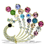 Alamode Flash Gold White Metal Brooches with Top Grade Crystal in Multi Color - Alamode