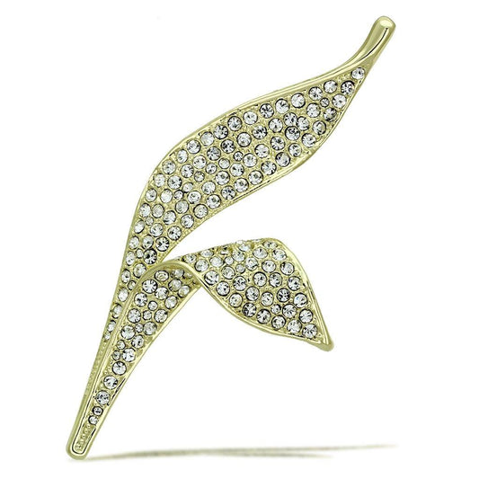 Alamode Flash Gold White Metal Brooches with Top Grade Crystal in Clear - Alamode