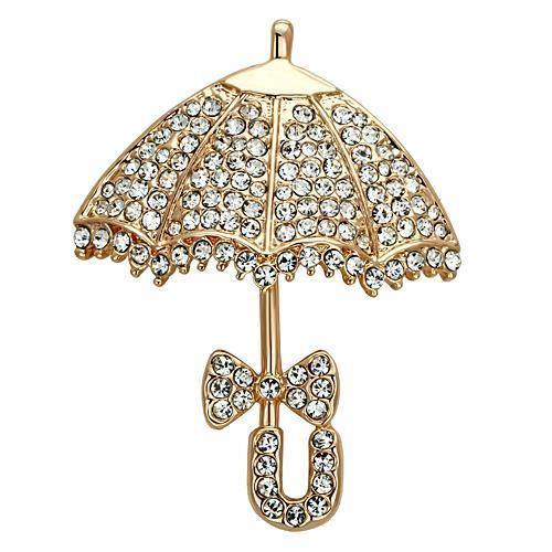 Alamode Flash Rose Gold White Metal Brooches with Top Grade Crystal in Clear - Alamode