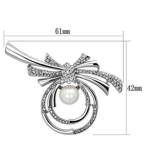 Alamode Imitation Rhodium White Metal Brooches with Synthetic Pearl in White - Alamode - Flyclothing LLC