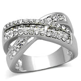 Alamode Rhodium Brass Ring with Top Grade Crystal in Clear - Alamode - Flyclothing LLC