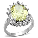 Alamode Rhodium Brass Ring with AAA Grade CZ in Apple Green color - Alamode