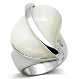 Alamode Rhodium Brass Ring with Synthetic Synthetic Stone in White - Alamode