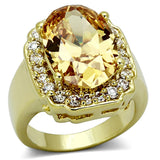 Alamode Gold Brass Ring with AAA Grade CZ in Topaz - Alamode