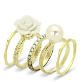 Alamode Gold Brass Ring with Synthetic Pearl in White - Alamode - Flyclothing LLC