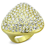 Alamode Gold Brass Ring with Top Grade Crystal in Clear - Alamode - Flyclothing LLC