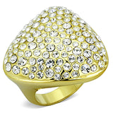 Alamode Gold Brass Ring with Top Grade Crystal in Clear - Alamode
