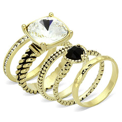 Alamode Gold Brass Ring with Top Grade Crystal in Clear - Alamode