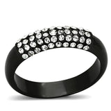 Alamode TIN Cobalt Black Brass Ring with Top Grade Crystal in Clear - Alamode - Flyclothing LLC