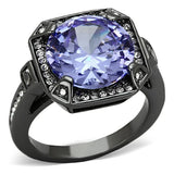 Alamode Ruthenium Brass Ring with AAA Grade CZ in Tanzanite - Alamode - Flyclothing LLC