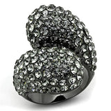 Alamode TIN Cobalt Black Brass Ring with Top Grade Crystal in Black Diamond - Alamode - Flyclothing LLC
