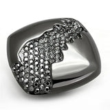 Alamode TIN Cobalt Black Brass Ring with Top Grade Crystal in Black Diamond - Alamode - Flyclothing LLC